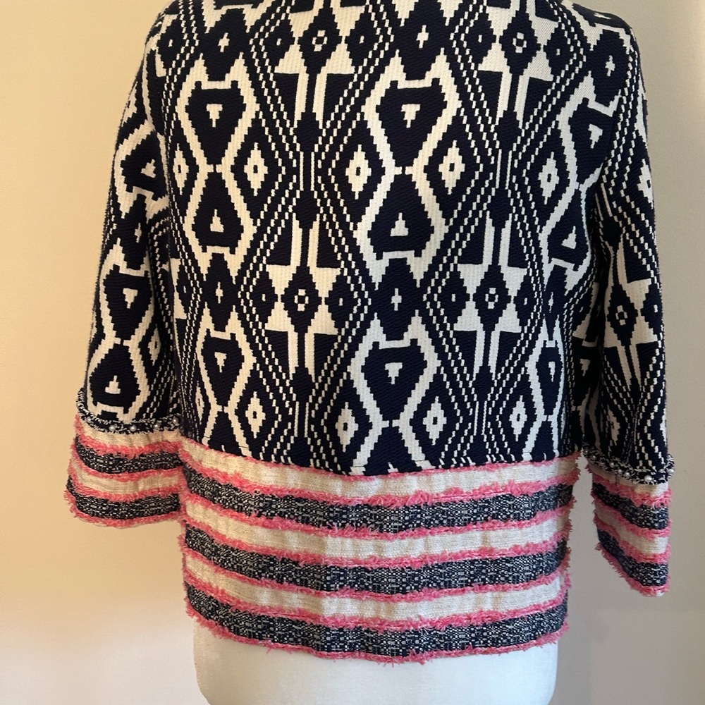 Geometric Patterned Jacket With Pink Accents By V… - image 4